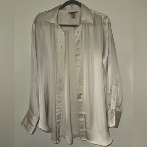 H&M white silk shirt